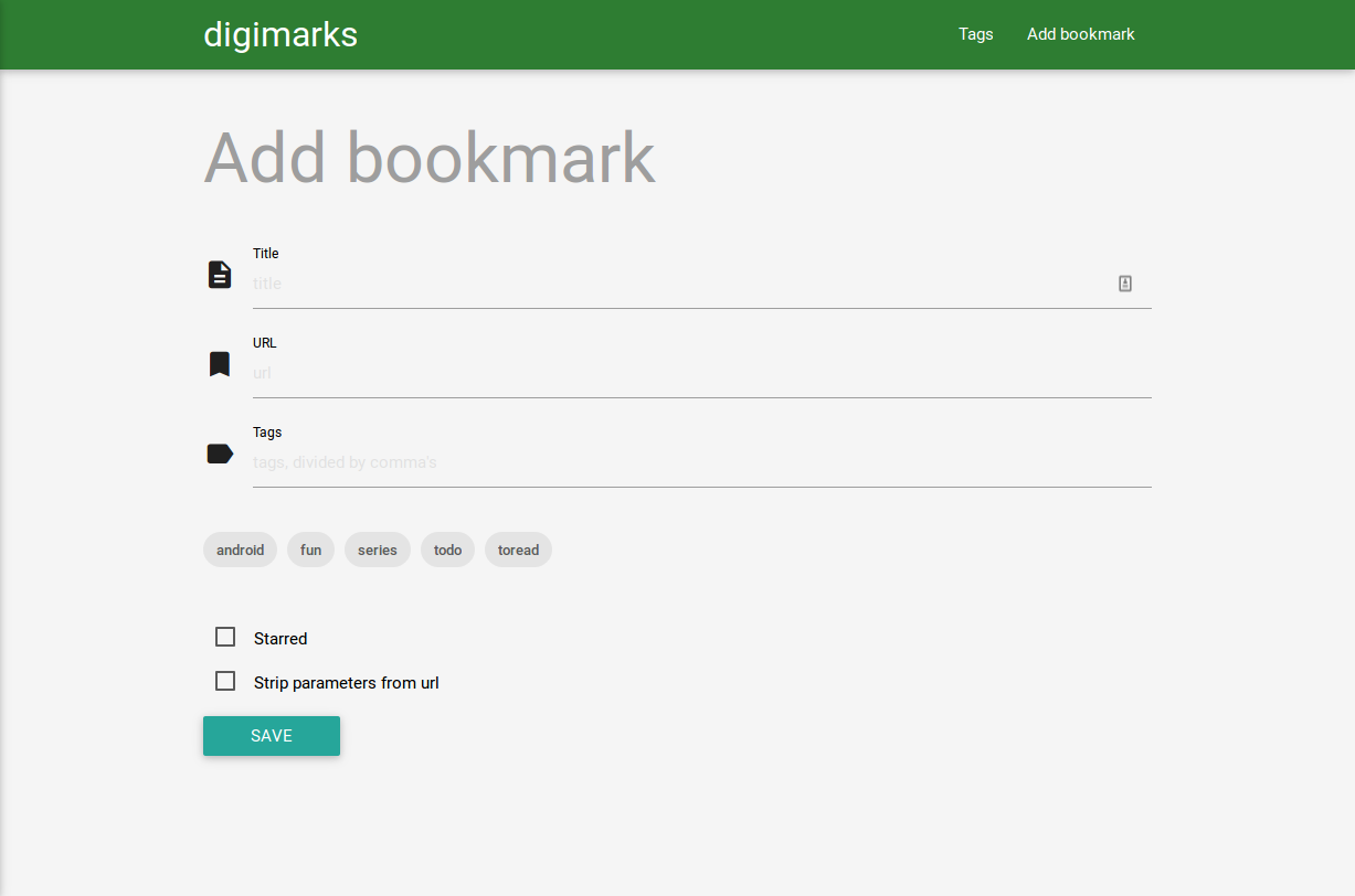 Add bookmarks page